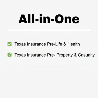 Time2Renew all-in-one bundle combining Life, Health, Property and Casualty insurance pre-license course guides
