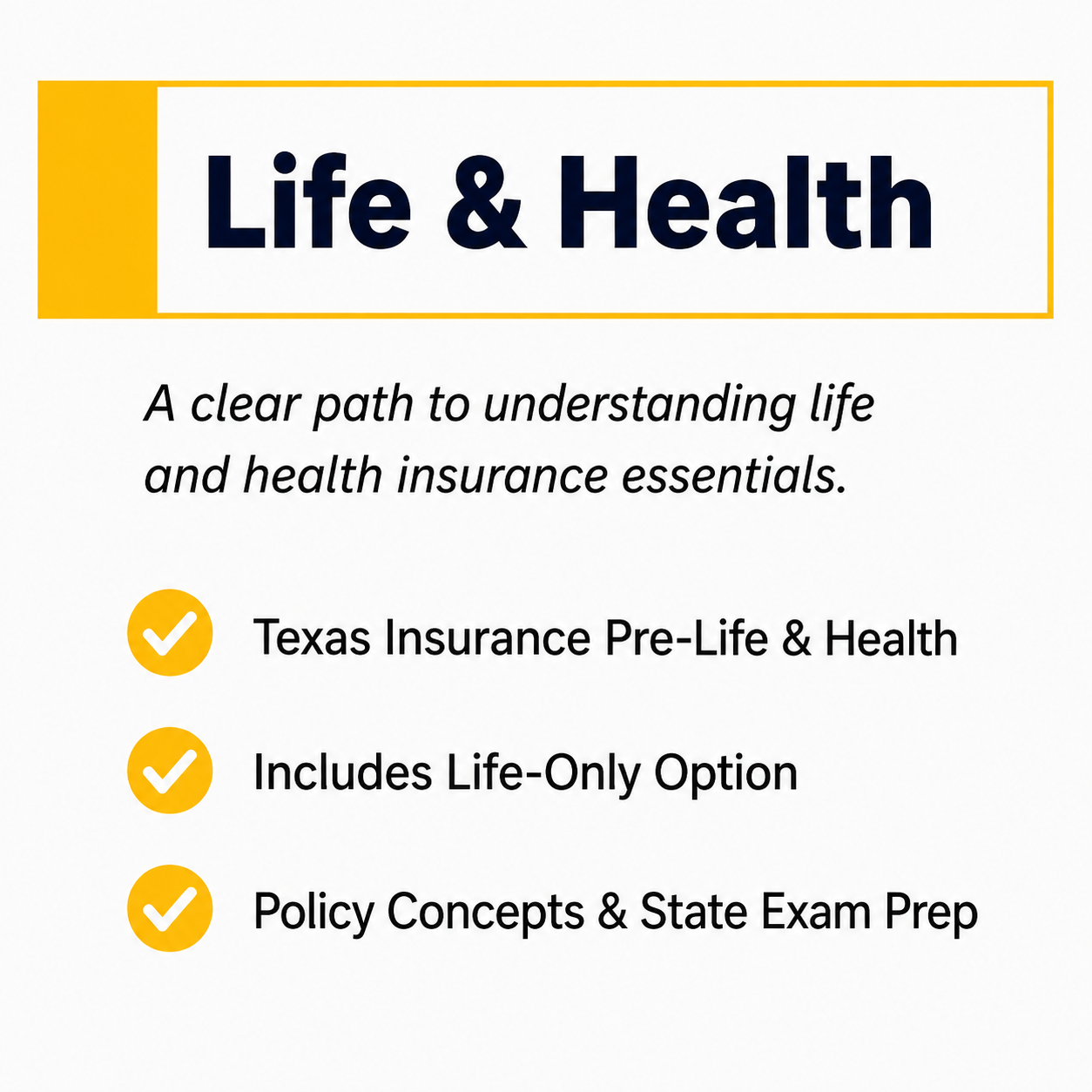 Time2Renew Texas Insurance Pre-License Life and Health course guide covering policy concepts and state exam prep
