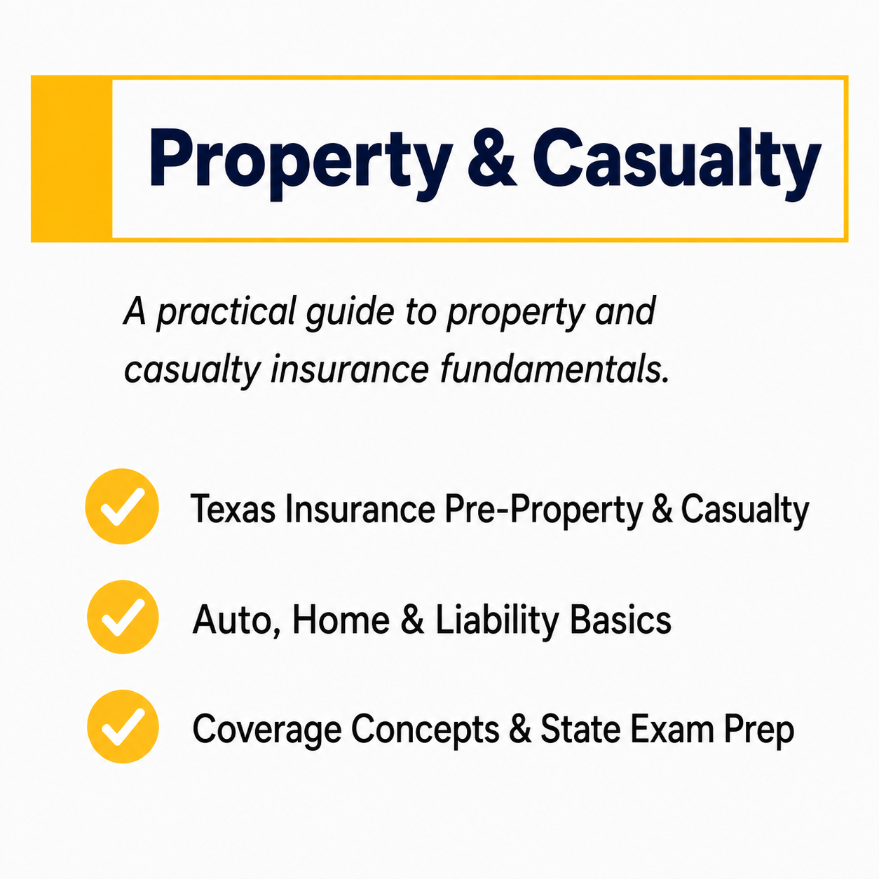 Time2Renew Texas Insurance Pre-License Property and Casualty course guide covering auto, home and liability basics